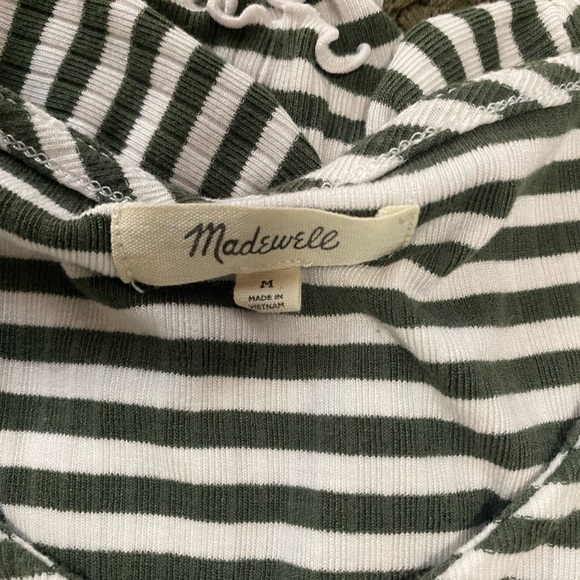 Madewell Stripped Green Button Up Tee - Picture 2 of 2